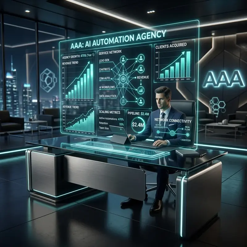 AI automation agency dashboard tracking client integrations and recurring revenue