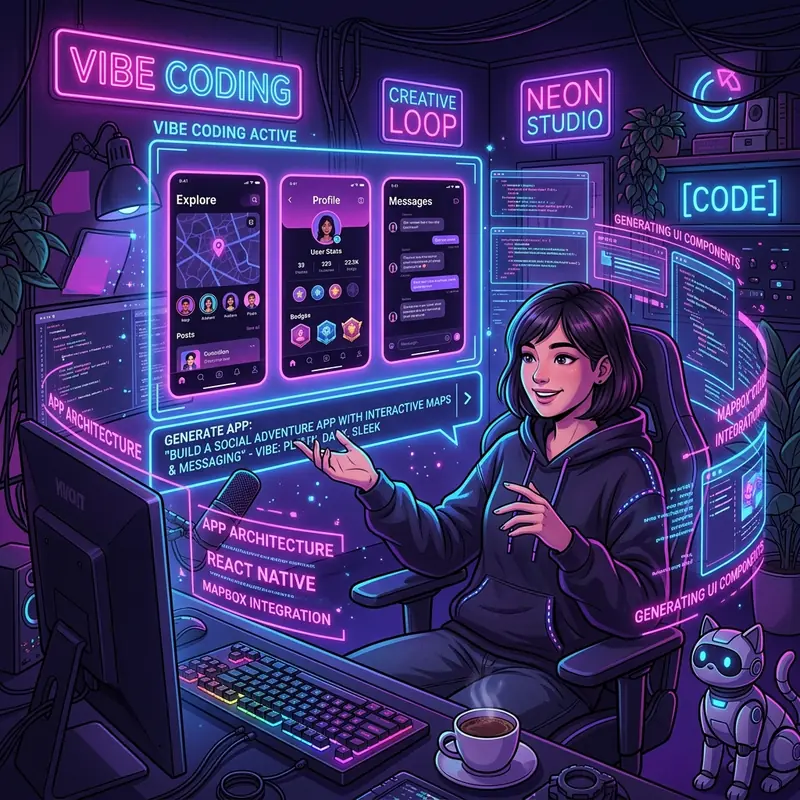 Software developer terminal showing active vibe coding workflow sessions