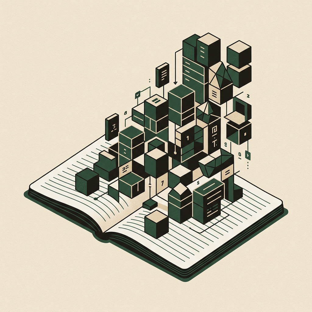 Abstract database blocks notebook illustration