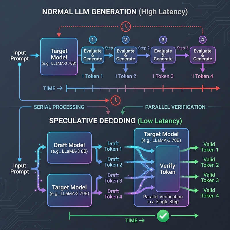 Speculative decoding token validation process flowchart